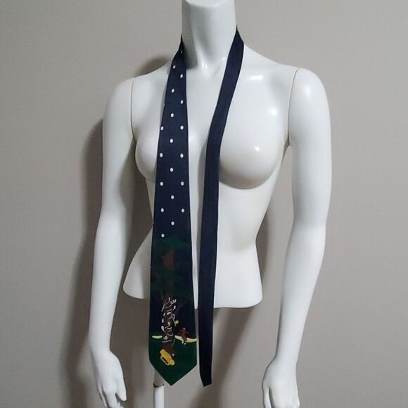 Renaissance Hand Made Golf Christmas Scene Tie - Picture 1 of 5